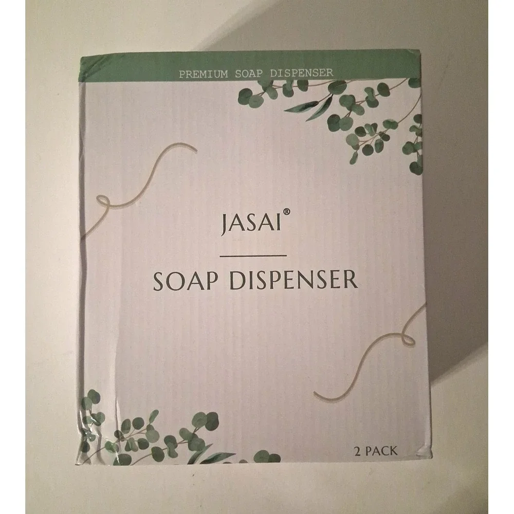 2 Jasai 18oz Simple Glass Soap Dispensers with Pump, Refillable Kitchen Bath New